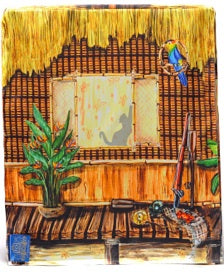 Surf Shack Litter Box Cover by KattySaks