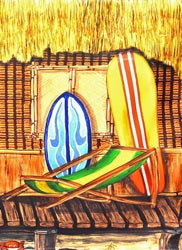 Surf Shack Litter Box Cover by KattySaks