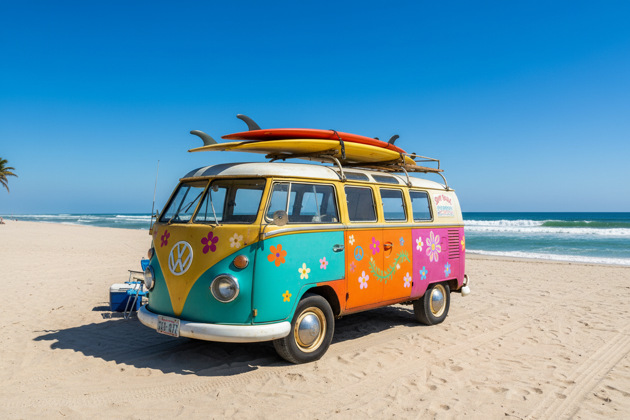 Beach Bus Litter Box Cover by KattySaks