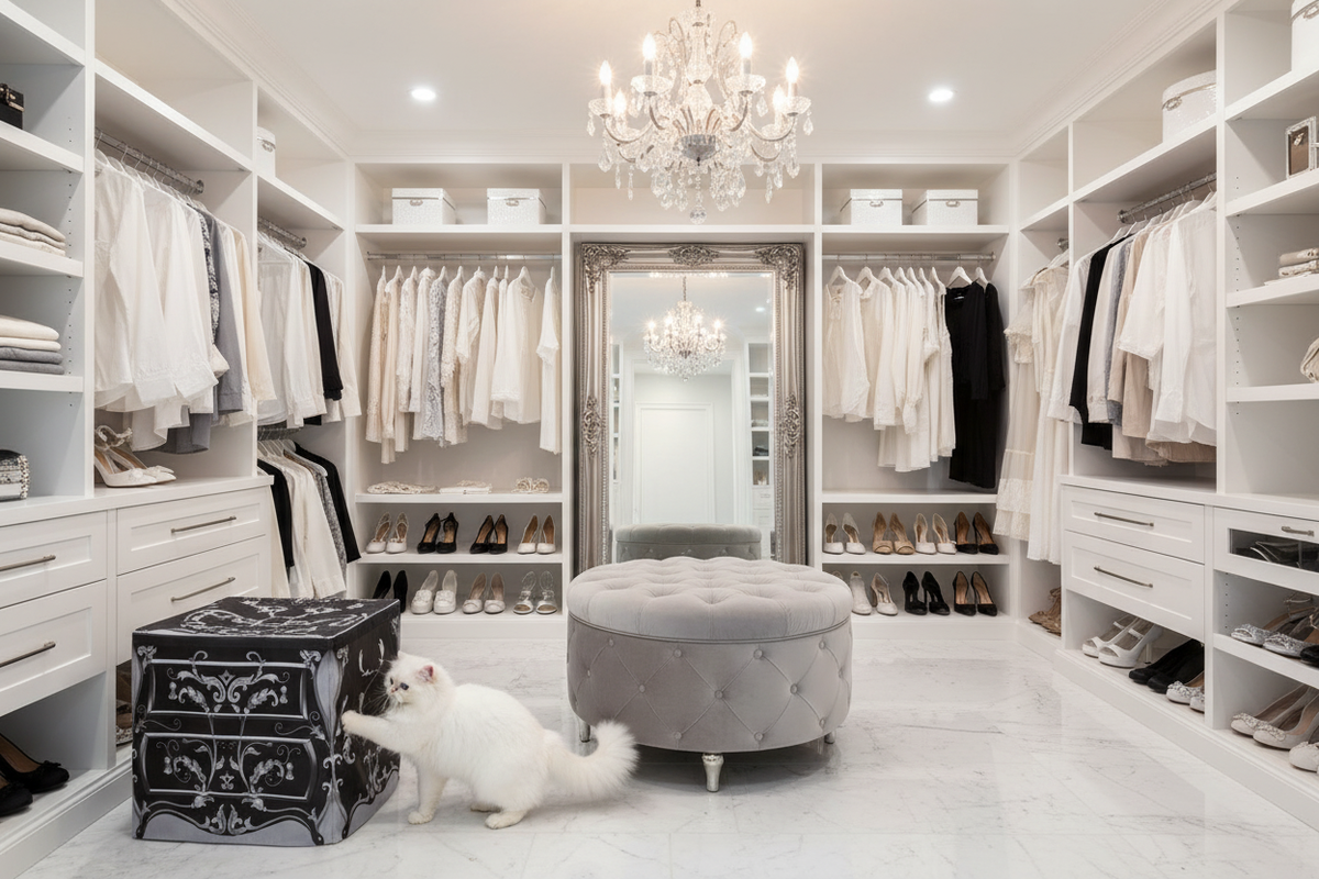 Le Dresser in White and Silver Closet