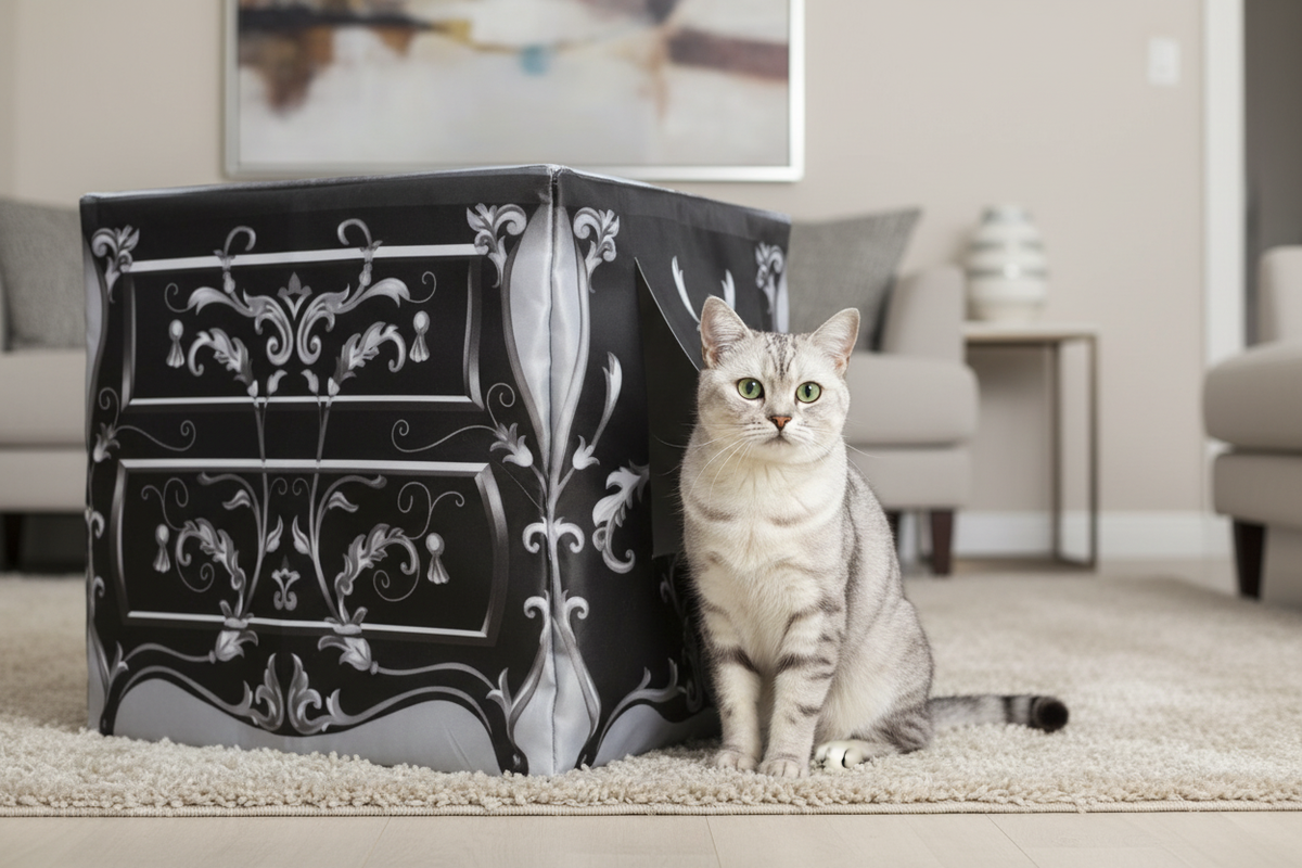 Le Dresser Ornate Details with Cat